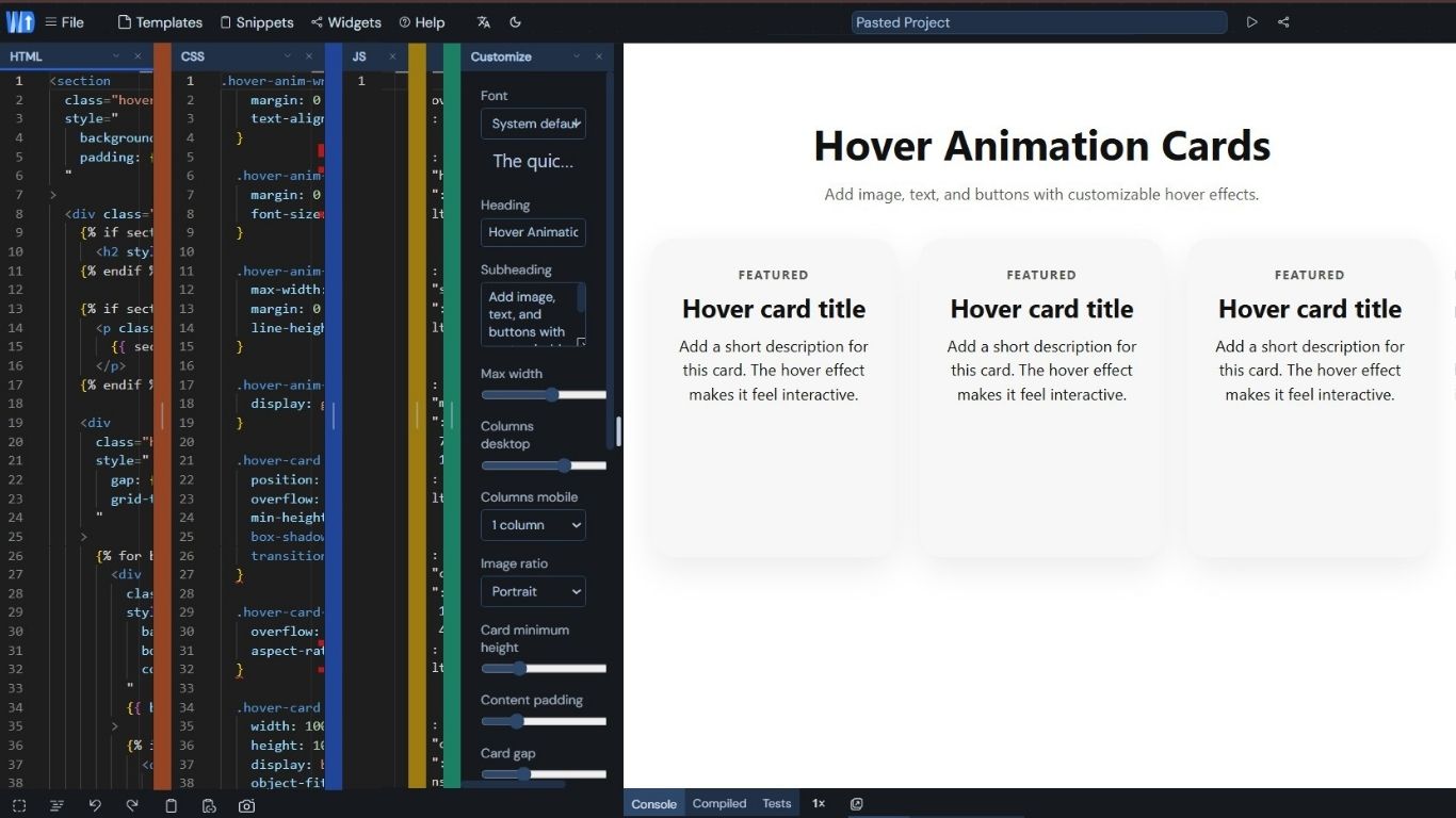 WebDYI editor with code and live preview